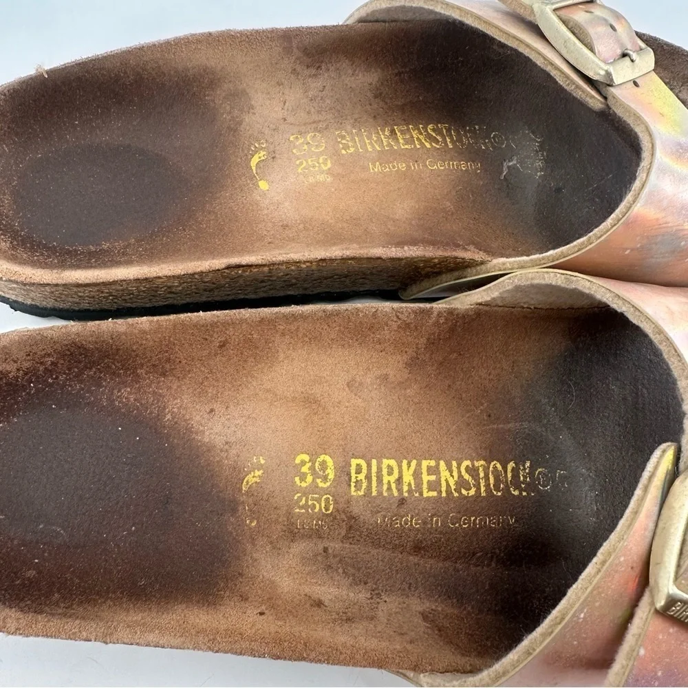 Birkenstock Madrid Holographic Bronze Sandals Size 39 FLAWS
